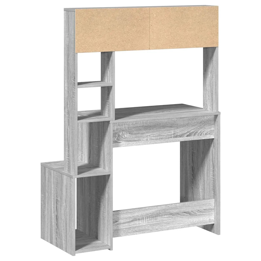 Scrivania | Tavolo da Ufficio Mensole Grigio Sonoma 100x45x140 cm Legno Multistrato