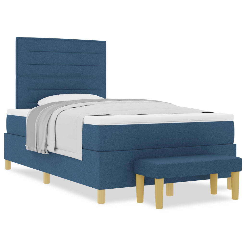 Letto con Box Spring e Materasso Blu 120x190 cm in Tessuto