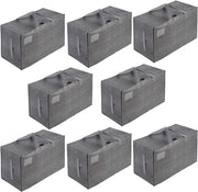 Opbergzakken con coperchio e maniglie rinforzate - 102 litri - Scatole di trasporto robuste per abbigliamento e viaggi - Grigio - Set da 8