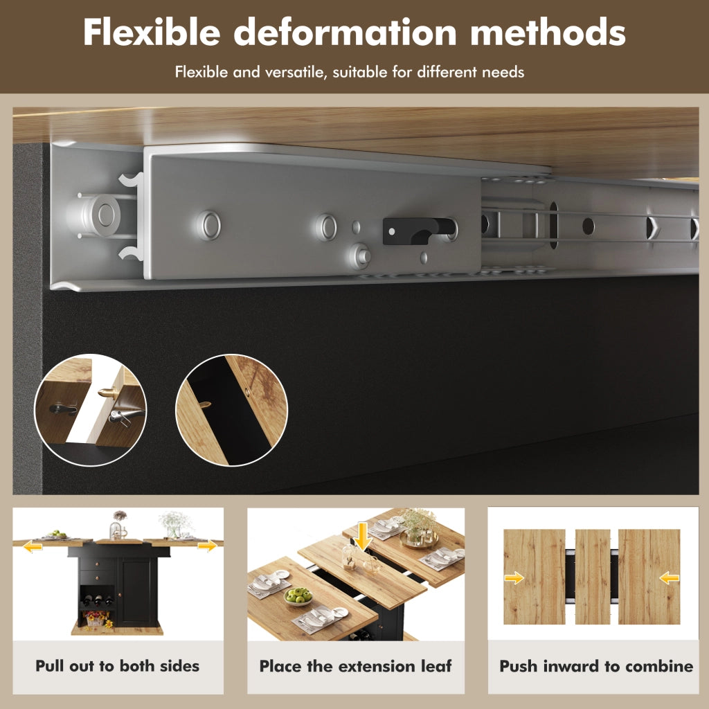 Tavolo da pranzo allungabile con 1 cassetto; ripiani regolabili e vani snack e vino; per cucina e soggiorno