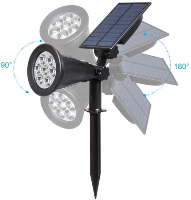 Faro Faretto Da Giardino Picchetto con Pannello Solare Crepuscolare con 7 LED