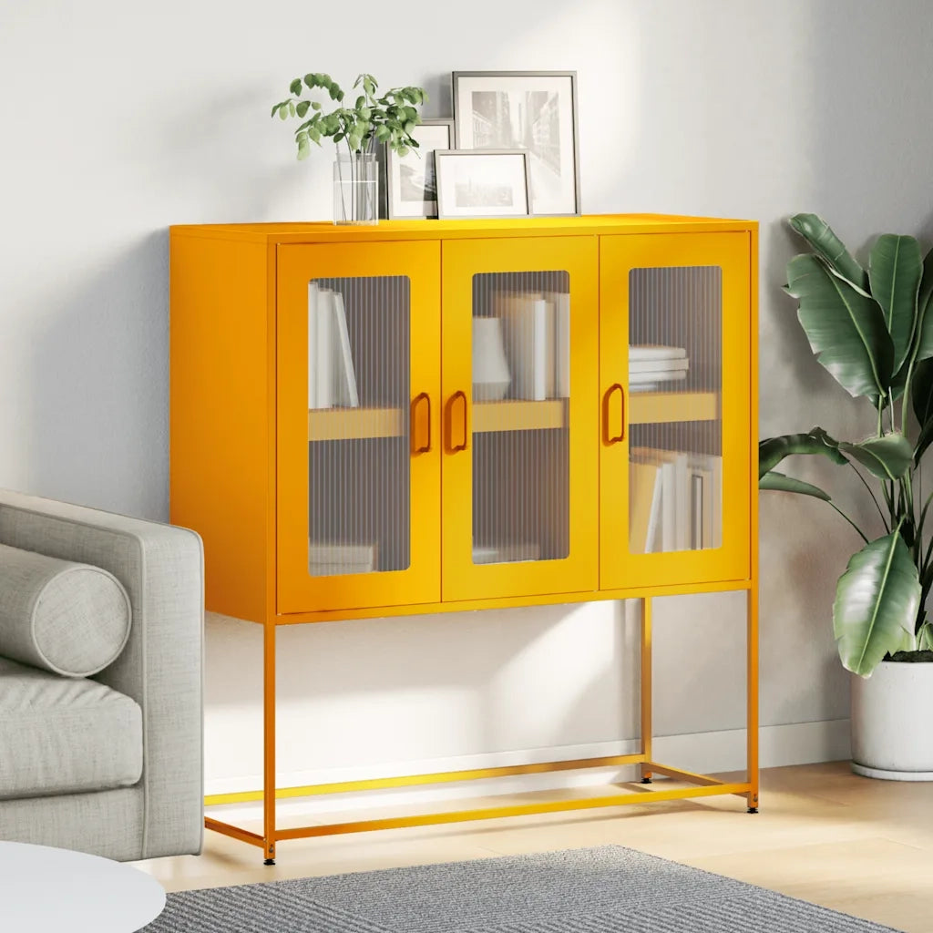 Credenza Giallo Senape 100,5x39x107cm Acciaio Laminato Freddo 853407
