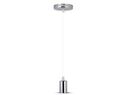 Lampada A Sospensione Cilindro in Metallo Cromato Attacco E27 Cavo Bianco SKU-3755