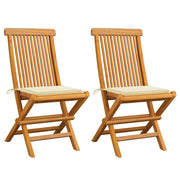 Sedie da Giardino con Cuscini Crema 2 pz in Massello di Teak cod mxl 6171