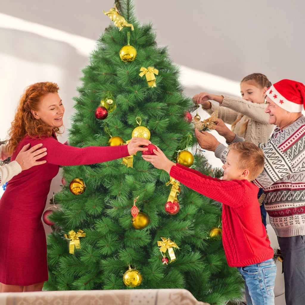 Albero di Natale non illuminato 180 cm, Abete artificiale con base di metallo perfetto come decorazione