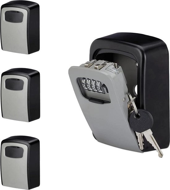 Safello per esterno a 4 cifre - dimensioni 11,5 x 9 x 4 cm - nero/grigio - cassaforte con codice