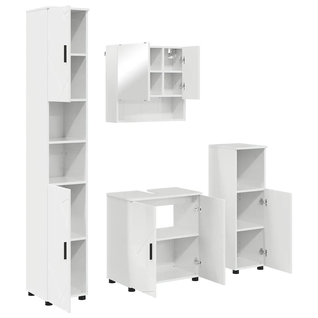 Set di mobili per il bagno con porta 4 pcs Bianco Lucido 3392967