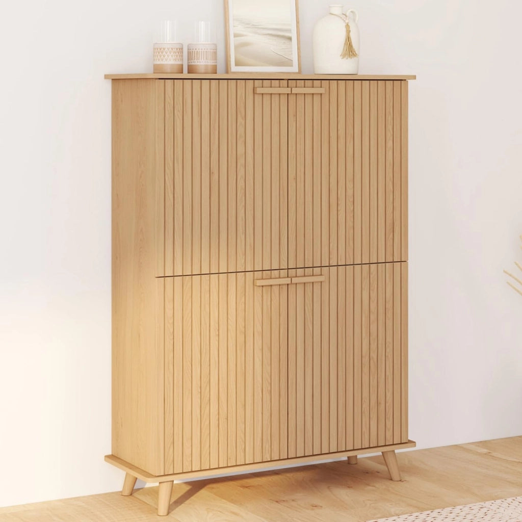 JULIETTE Contenitore a 4 ante in rovere con doghe in legno