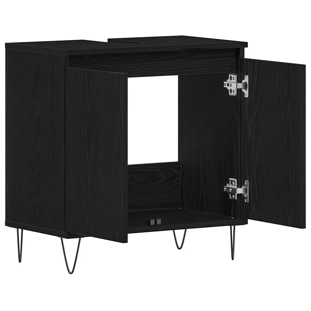 Armadio per Lavabo da Bagno Rovere Nero 58 x 33 x 60 cm 862888