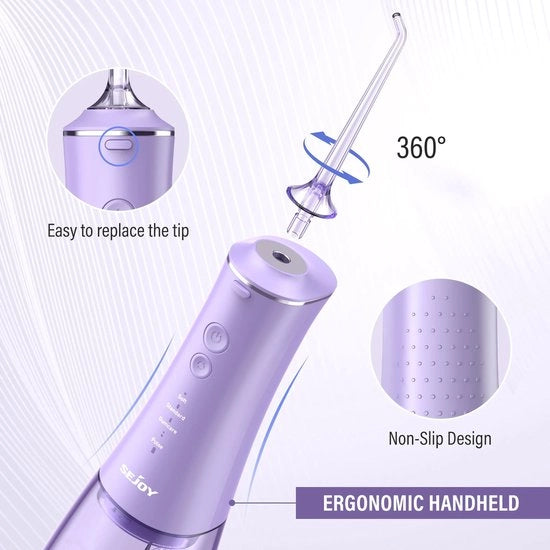 Draagbare Waterflosser - Monddouche - Waterflosser Draadloos - Tandheelkundige Monddouche - Oplaadbare Waterstraal - 4 Modi di Pulizia - IPX7 Imprigionato all'acqua - 350ml Serbatoio d'acqua - Blu
