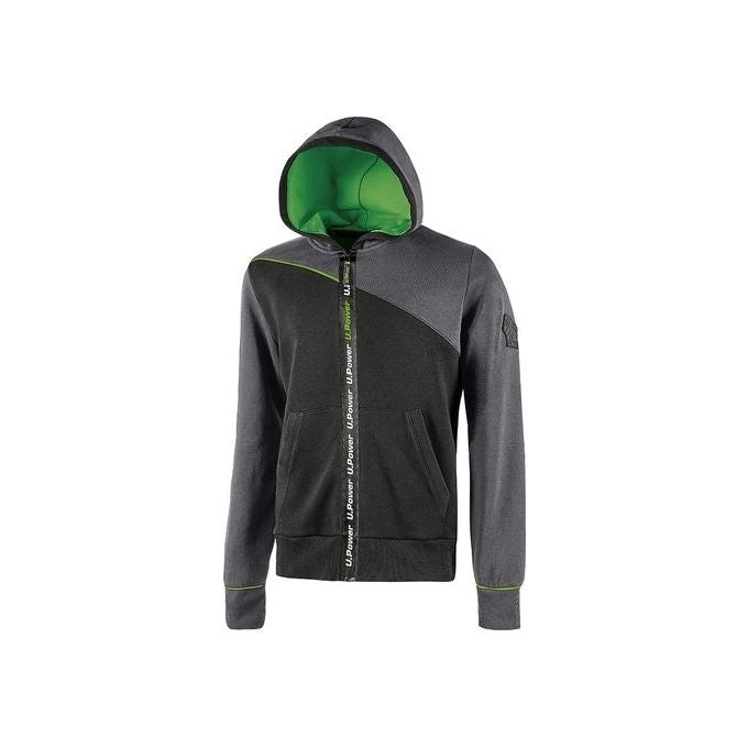 U-Power EY212AG Jupiter Felpa Full Zip con Cappuccio Unisex 70% Cotone 30% Poliestere 310 gr-mq colore Grigio