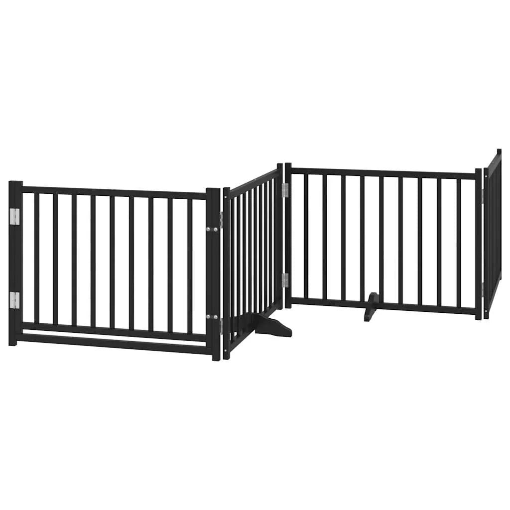 Cancelletto di sicurezza per cani con 4 pannelli in legno massello di abete nero 02_0023307