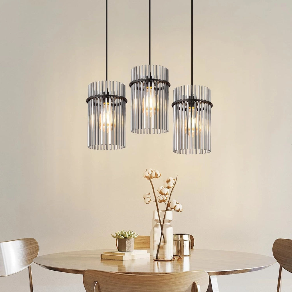 Lampada a sospensione ZMH 3 fiamme E27 in vetro nero ? 16 cm per caff¨¨ bar (senza lampadina)