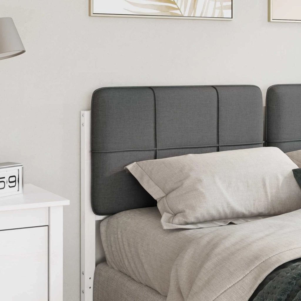 Testiera imbottita Bianco e grigio chiaro 140 cm Pino massello 880127