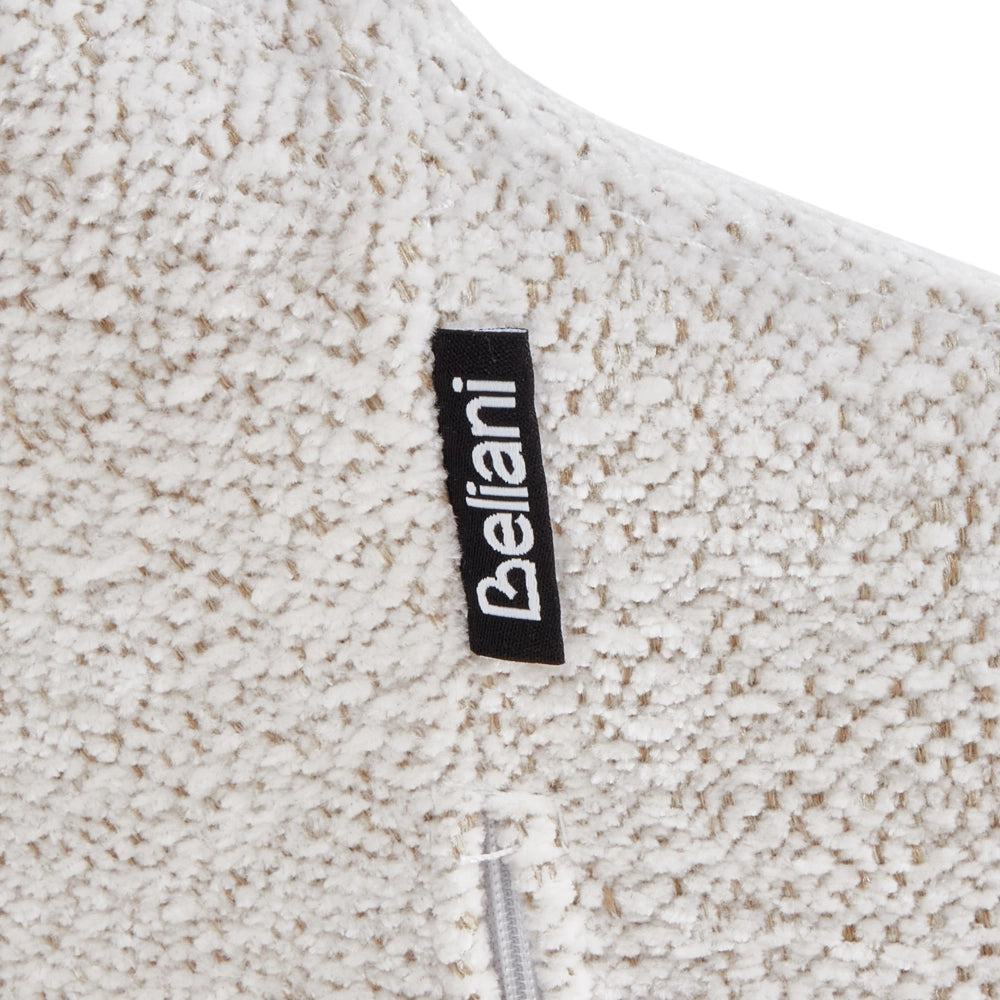 Sedia a dondolo in tessuto bianco sporco gambe in legno e metallo pattini design moderno soggiorno