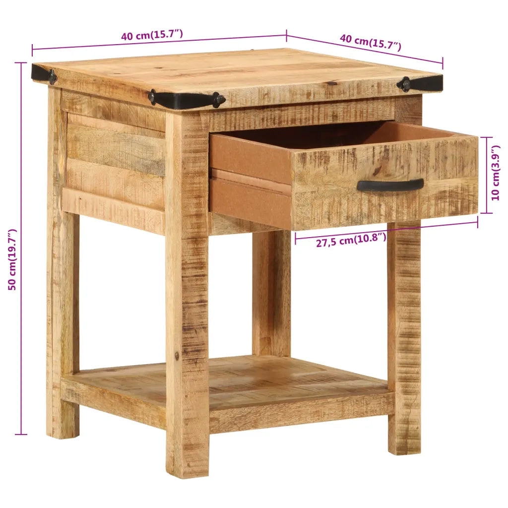 Comodino 40x40x50 cm in Legno Massello di Mango 372716