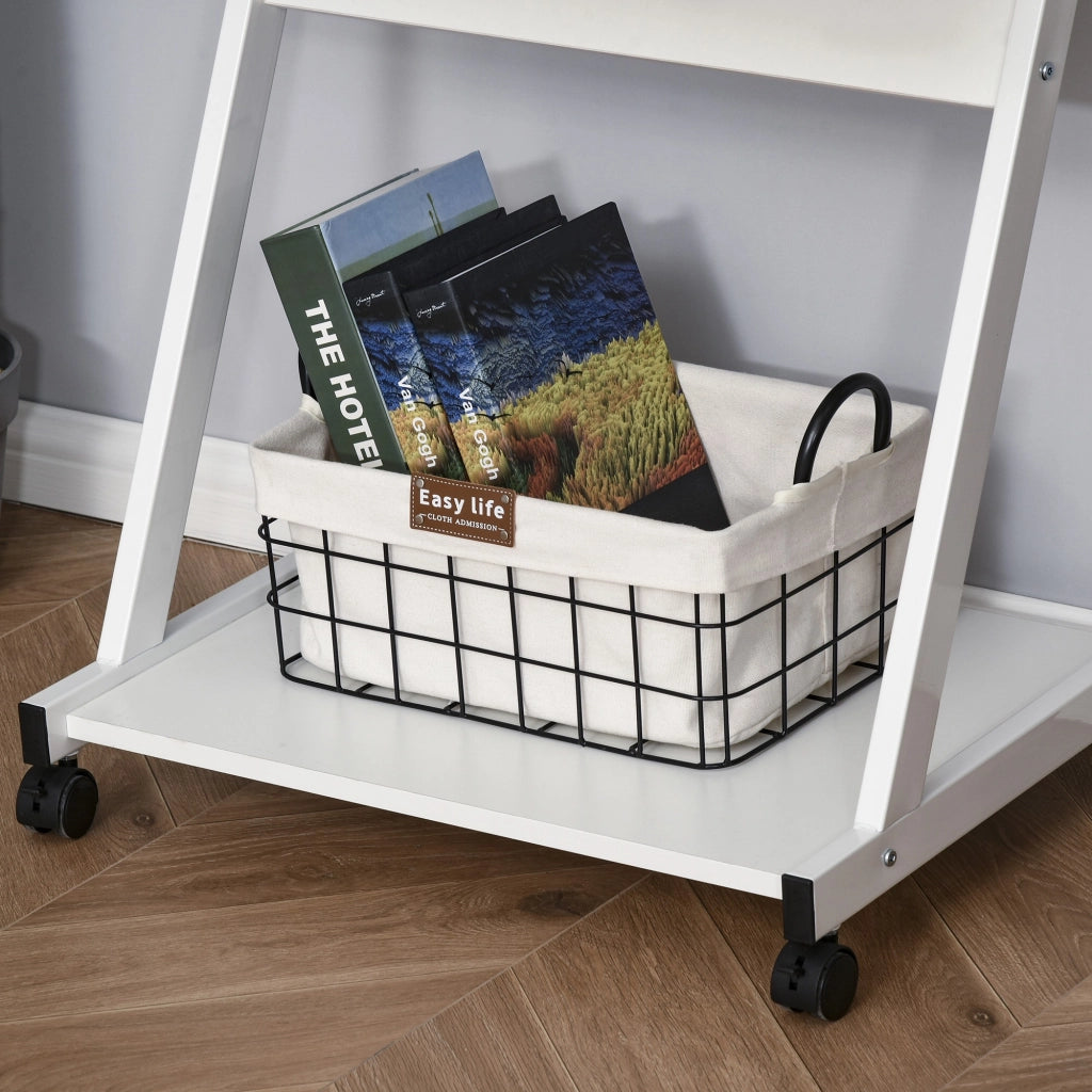 EasyComfort Tavolo Porta PC Classico e Salvaspazio, Piano Tastiera a Scomparsa, 4 Ruote e Ripiano Inferiore Bianco 60x48x73cm
