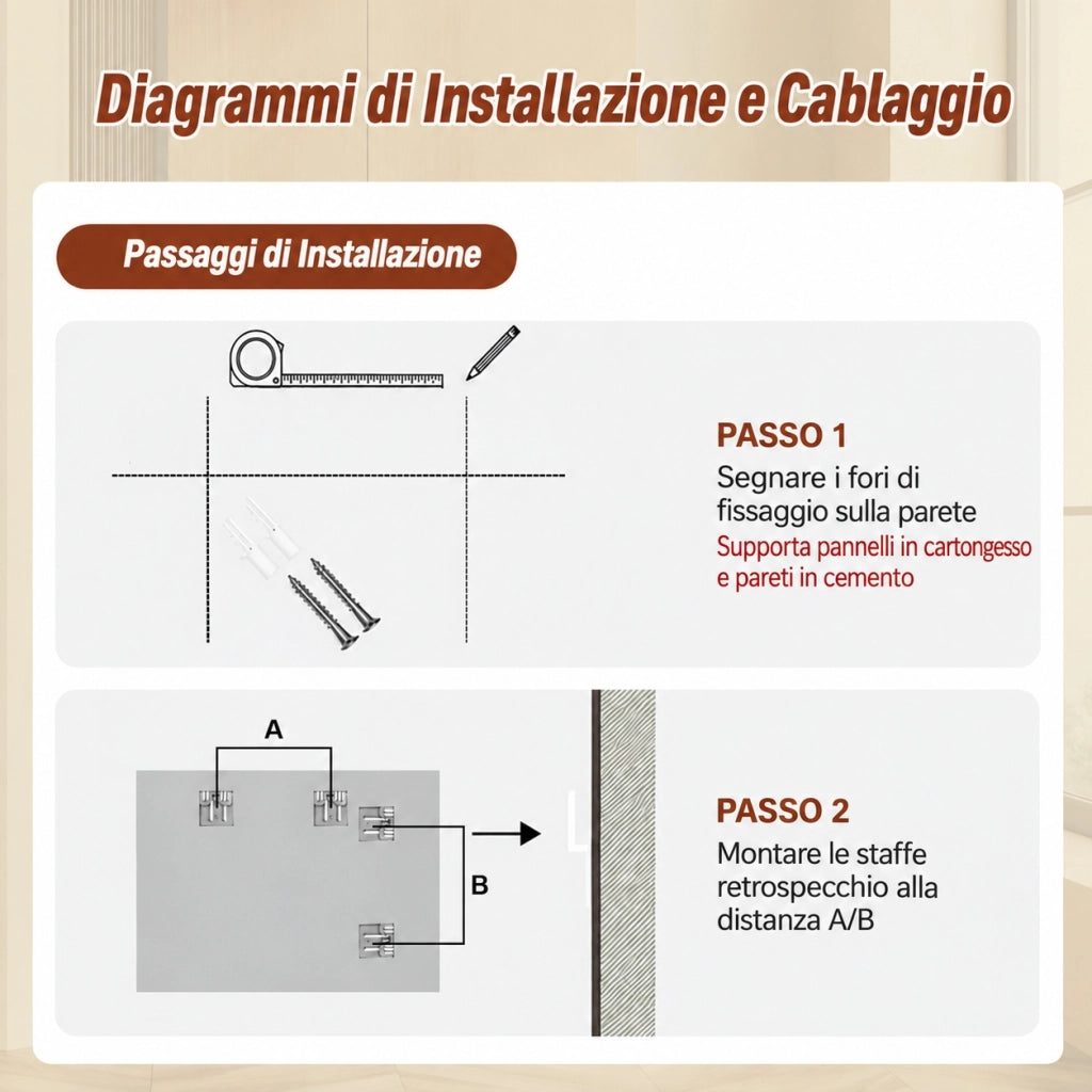 Specchio bagno 60x80 cornice in alluminio nero specchio da parete hd