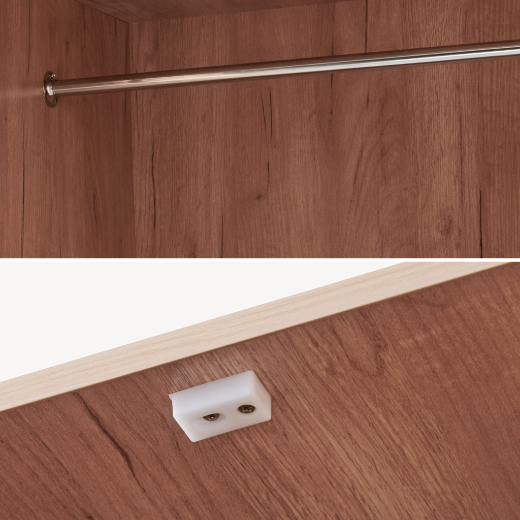 Armadio Guardaroba Norg con 3 Ante e 4 Scomparti 191x120x52 cm - Effetto Rovere [en.casa]
