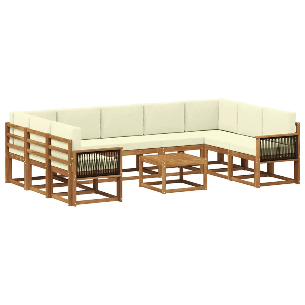 Set di divani da esterno con cuscino 10 pcs Naturale e Crema