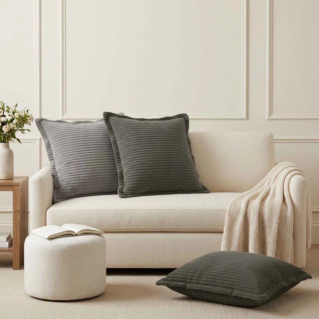 Federa 6 pz HOUTEN Grigio Chiaro 45 x 45 cm corduroy 918626