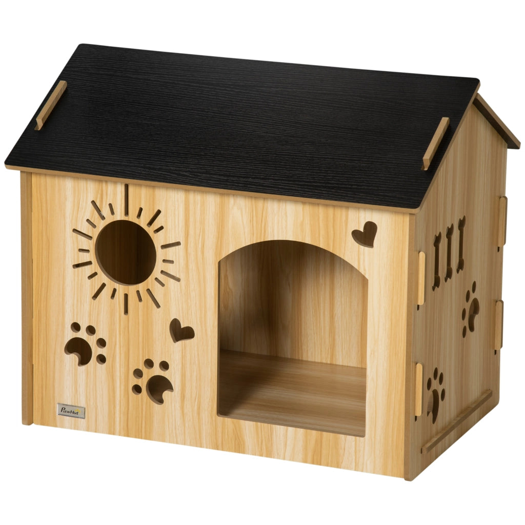 Cuccia per Cani da Interno in Legno con Forme a Zampa, Cuore e Ossa ¨C Zephmum ¨C Rovere