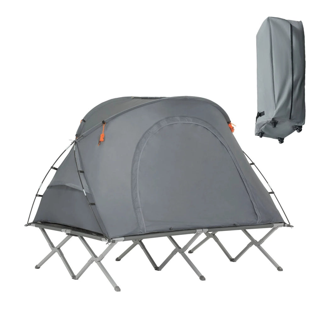 Tenda da Campeggio, Lettino da Campeggio Pieghevole in Alluminio, Viaggio in Campeggio con Tetto, Sacco a Pelo, Carico Massimo 300 kg OGS60-L-HG