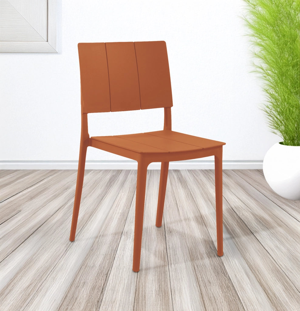 Set 4 Sedie In Polipropilene e Fibra Di Vetro Sedia Cucina Trattamento Uv Antiscolorimento Giardino Interno Esterno Moderne Robuste Resistenti Seduta Terrazzo Soggiorno Bar Ristorante Impilabili Livia-Arancio