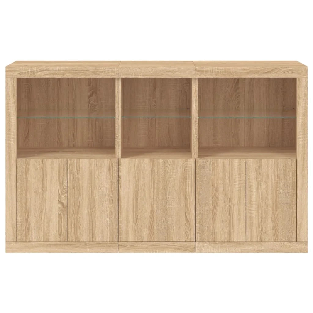 Buffet credenza cassettiera armadio mobile contenitore organizer per cucina soggiorno salotto con luci LED Sonoma 162 x 37 x 100 cm marrone 02_0029941