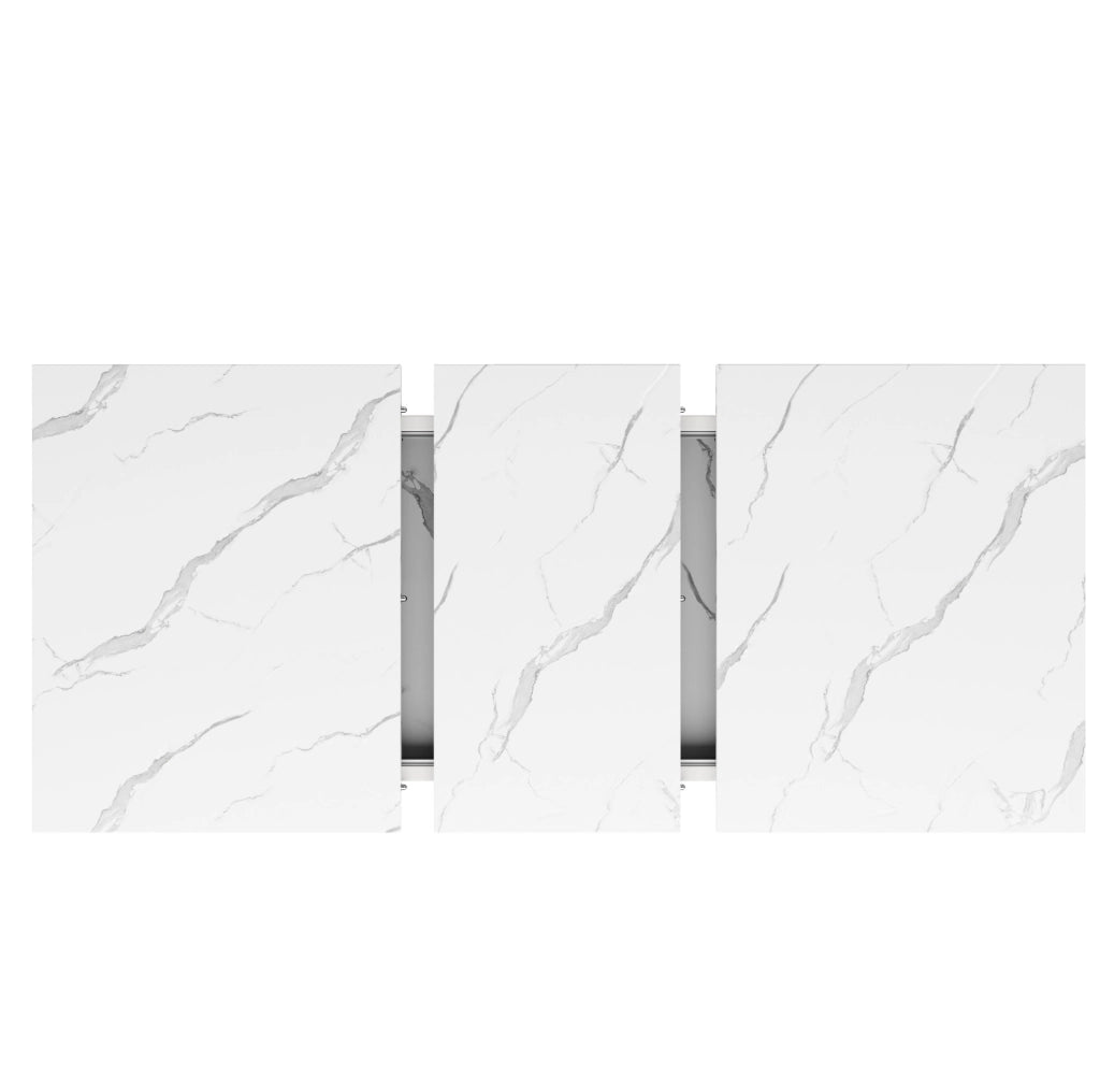 Tavolo da pranzo allungabile 118-157x75x76.4 cm; MDF effetto marmo bianco