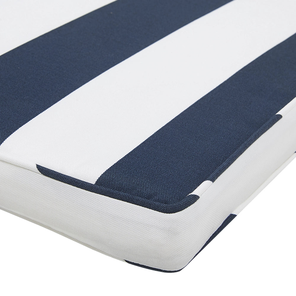 Set di 8 cuscini di seduta per sedia da giardino in tessuto resistente all'acqua a righe bianche e blu navy