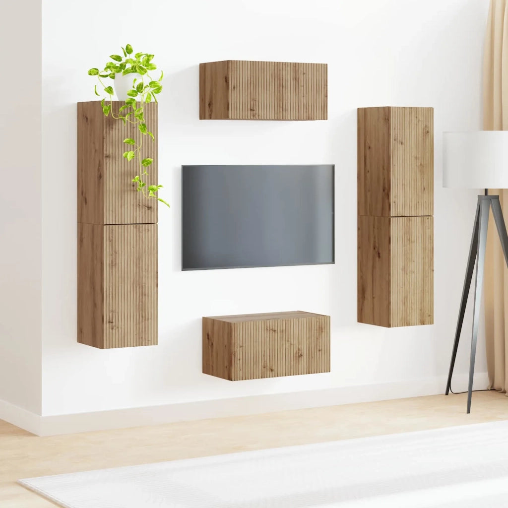 Set mobile TV 6 pcs Rovere artigianale Legno multistrato