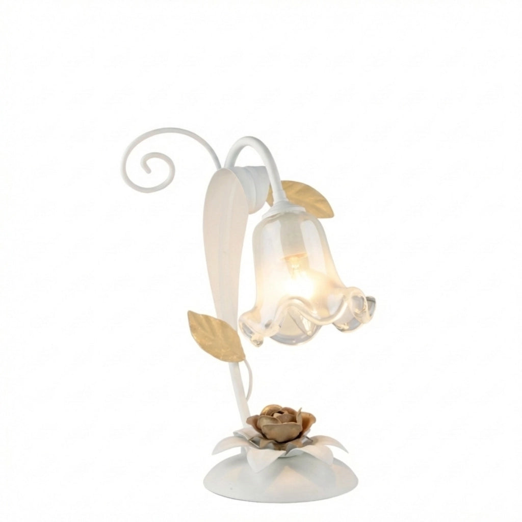 Lumetto Arte Povera Cesto Metallo Bianco E Oro 1 Luce E14