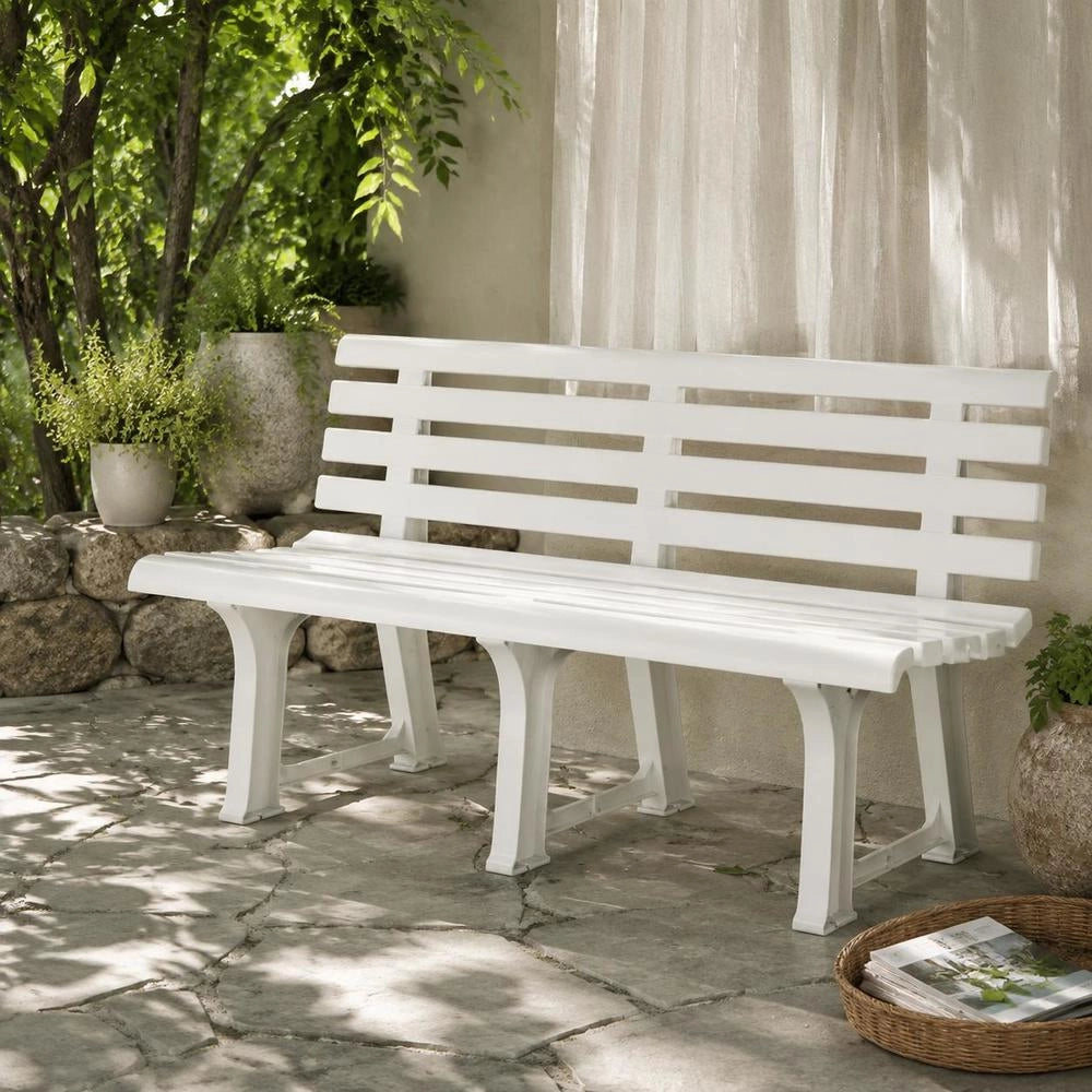 Garden Bench 145.5 Cm Plastic White