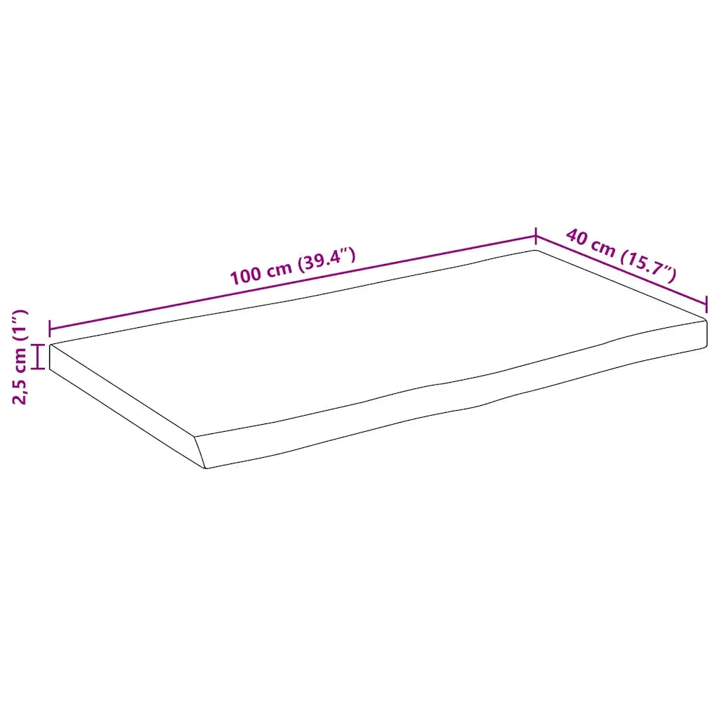 vidaXL Piano Tavolo Bordi Vivi 100x40x2,5 cm Legno di Mango Grezzo