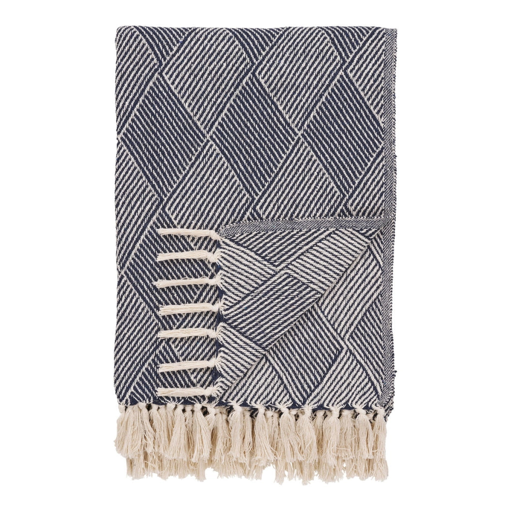 Plaid Izmir, Blu, Cotone, 130x180x0,5 cm