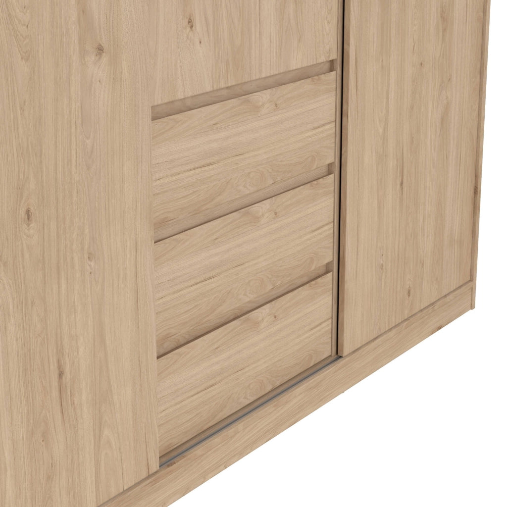 Guardaroba 3 ante Mathieu, Mobile camera da letto, Cabina armadio portabiti, Armadio appendiabiti, 177x60 h200 cm, Rovere