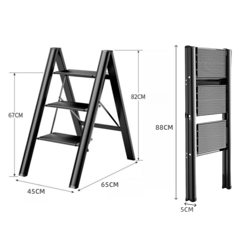 Scala a 3 gradini, sgabello pieghevole, gradini antiscivolo pi¨´ larghi e migliorati, scala portatile e leggera per casa e cucina, supporta fino a 150