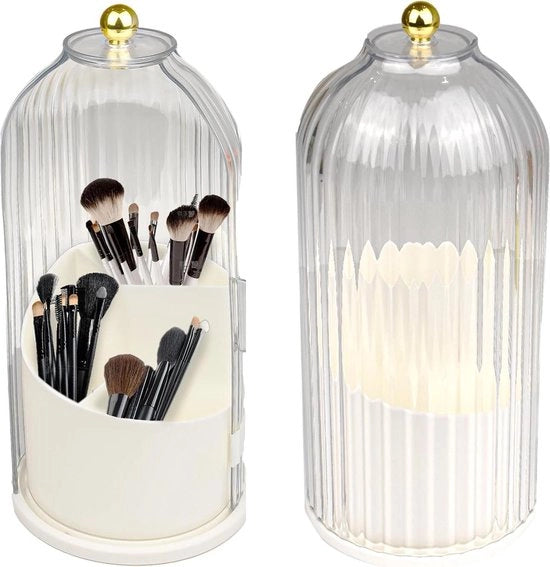 Organizzatore per spazzola per trucco - 360 gradi rotativo - impermeabile - tavolo per trucco con coperchio