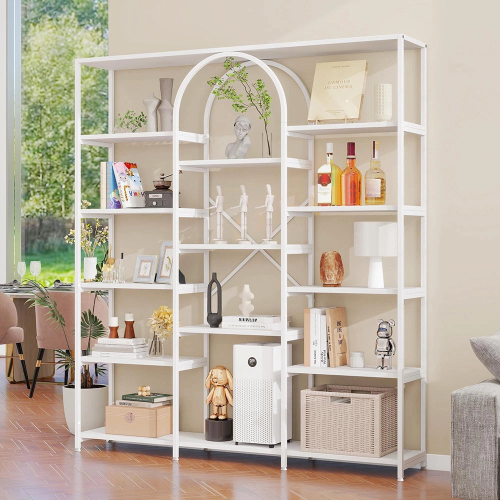 Scaffale moderno - Xylo - 160x30x180 cm - Bianco - Multiscomparti design rettangolare-curvo