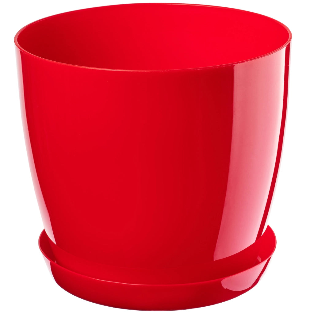 Vaso da fiori KADAX con sottovaso e coperchio in plastica, 12 cm, fiori rossi Kadax