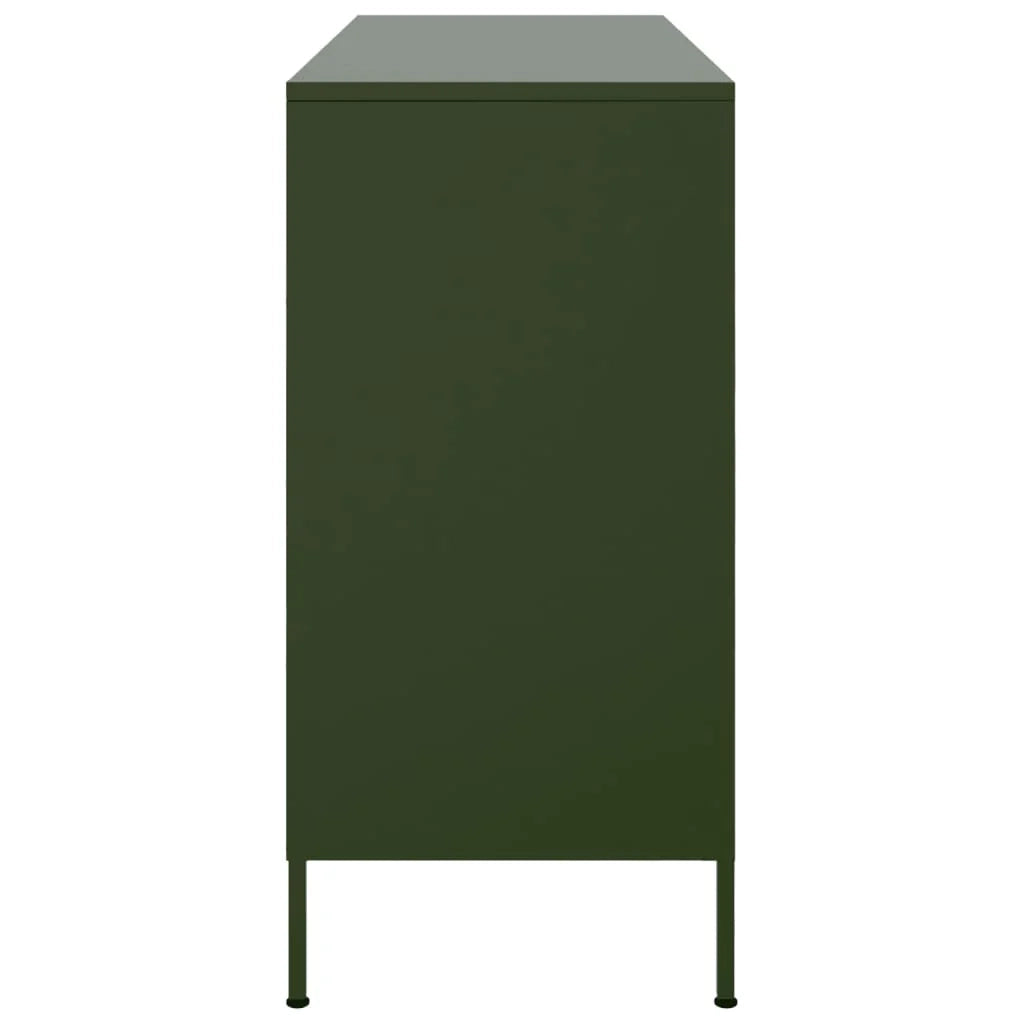 Credenza buffet cassettiera mobile contenitore organizer cucina soggiorno soggiorno oliva 100,5 x 39 x 79 cm verde acciaio 02_0036569