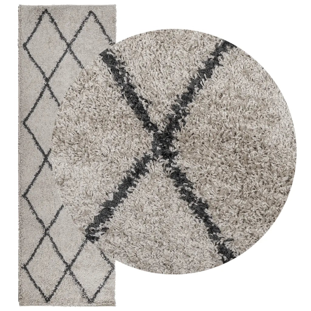 Tappeto Shaggy PAMPLONA a Pelo Lungo Beige e Antracite 80x250cm 375385