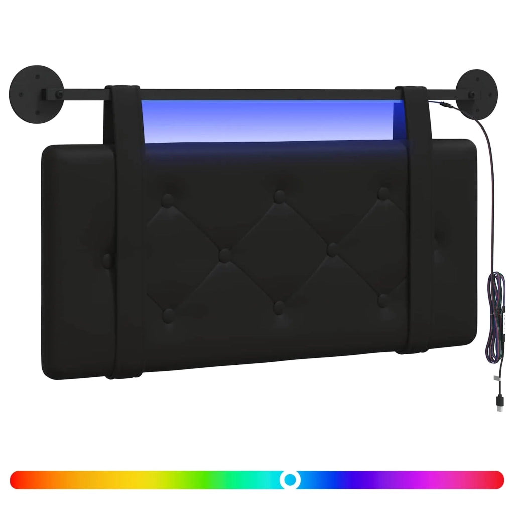 Testiera sospesa Con luce LED Nero Similpelle