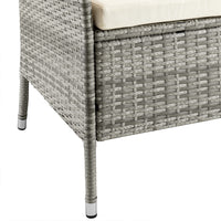 Panca da Giardino con Tavolino Integrato 123x54x 82,5 cm in Polyrattan e Vetro Grigio