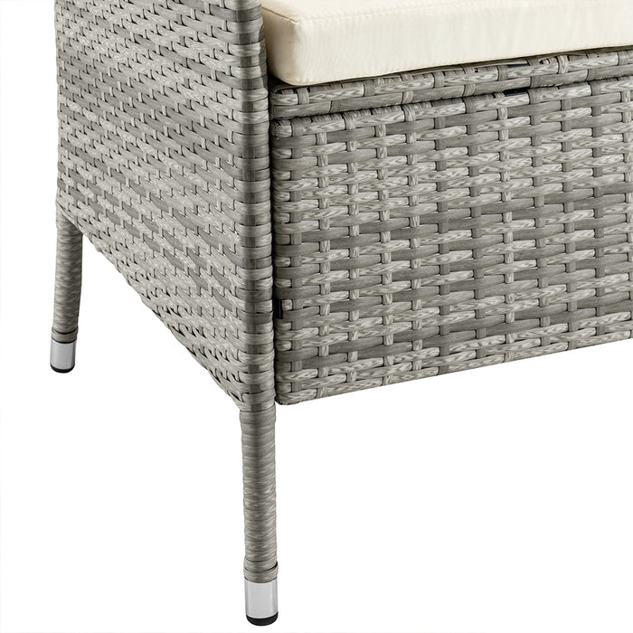 Panca da Giardino con Tavolino Integrato 123x54x 82,5 cm in Polyrattan e Vetro Grigio