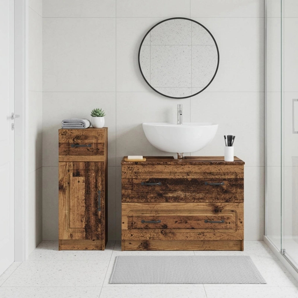 Set di Armadi da Bagno da 2 Pezzi UTRECHT Legno antico 3417736