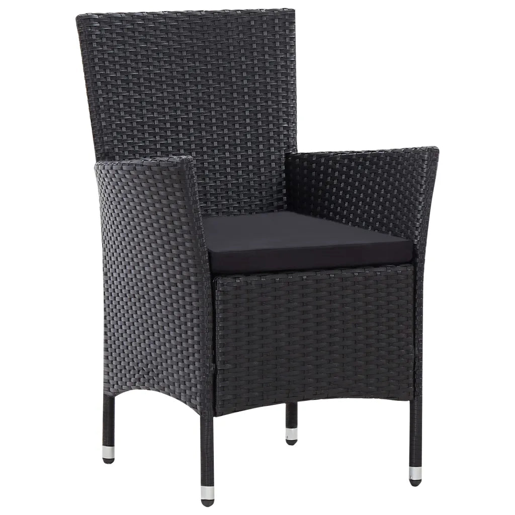 Set Mobili da Pranzo per Giardino 7 pz in Polyrattan Nero 45977