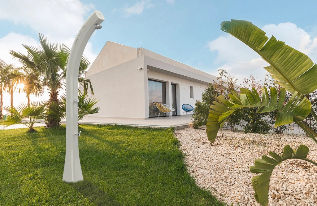 Doccia Solare da Giardino 35L Miscelatore e Lavapiedi Arkema Happy XL Verde chiaro