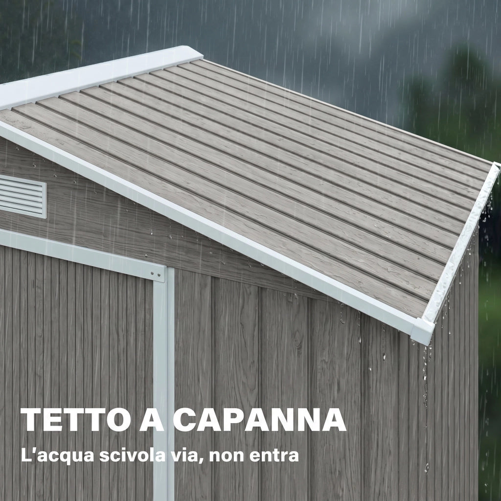 Casetta da Giardino in Metallo ¨C zephmum ¨C Marrone Chiaro 210x130cm